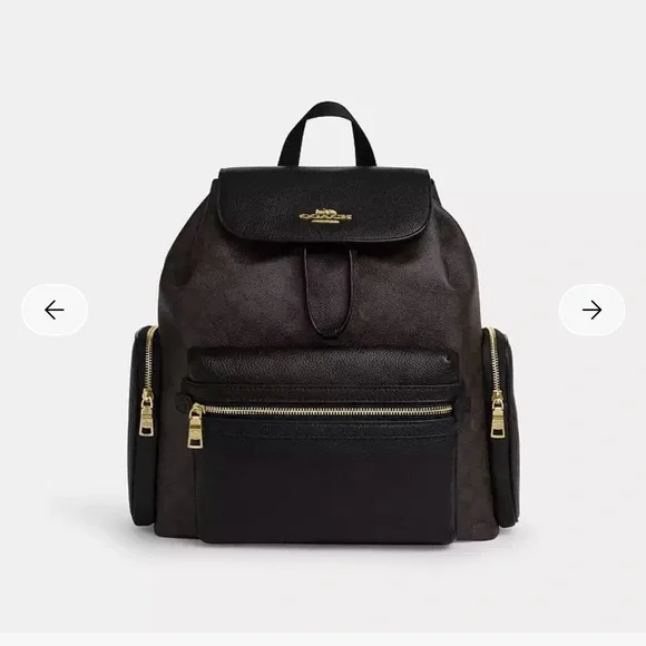 Coach Black and Brown Backpack Baby Bag with Gold Accents - Picture 1 of 1